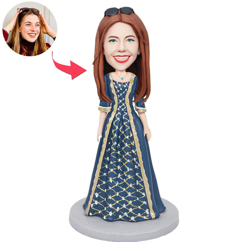 Custom Lady Bobblehead Wearing Vintage Dress