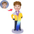 Custom Male Skier Bobblehead In Ski Suit with Snowboarder