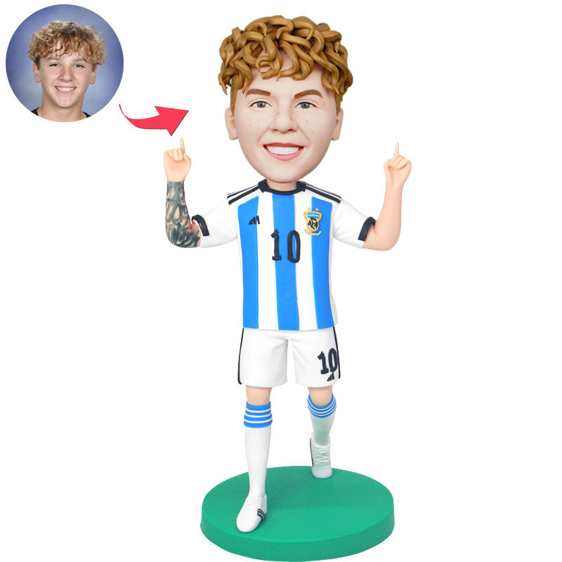 Custom Male Soccer Player Bobblehead In Messi 10 Jessery