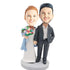 Bride Holding Bouquet Custom Wedding Anniversary Bobblehead