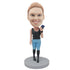 Female In Black Vest And Holding A Cell Phone Custom Figure Bobblehead