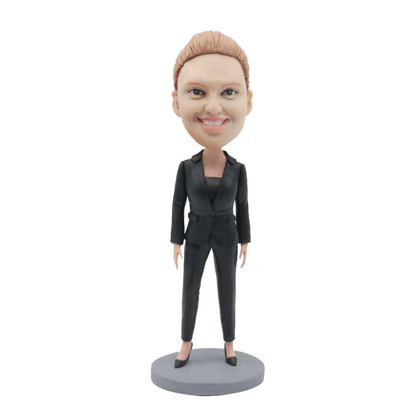 Custom Female Boss Bobblehead In Stylish Suit – Figure Bobblehead