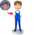 Male In Blue Overalls Custom Figure Bobbleheads