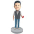 Male In Gray Waistcoat With A Drink Custom Figure Bobblehead