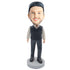 Male In Plaid Shirt And Black Vest Custom Figure Bobblehead