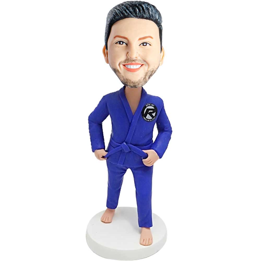 Male Jiu Jitsu In Dark Blue Judo Suit Custom Figure Bobbleheads