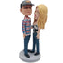 Sweet Couple With A Kiss Custom Figure Bobbleheads